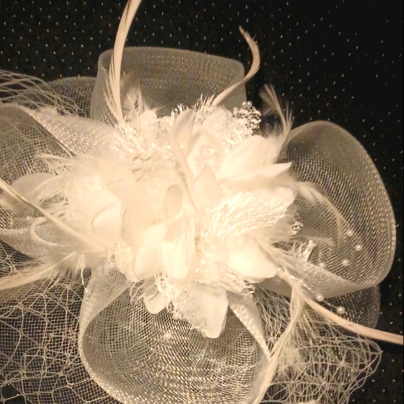 💒 It's a nice day for a white wedding 🎸VTG white polkadot lace fascinator 🏩 - Picture 4 of 4